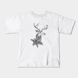 Deer Head with Leaves Kids T-Shirt